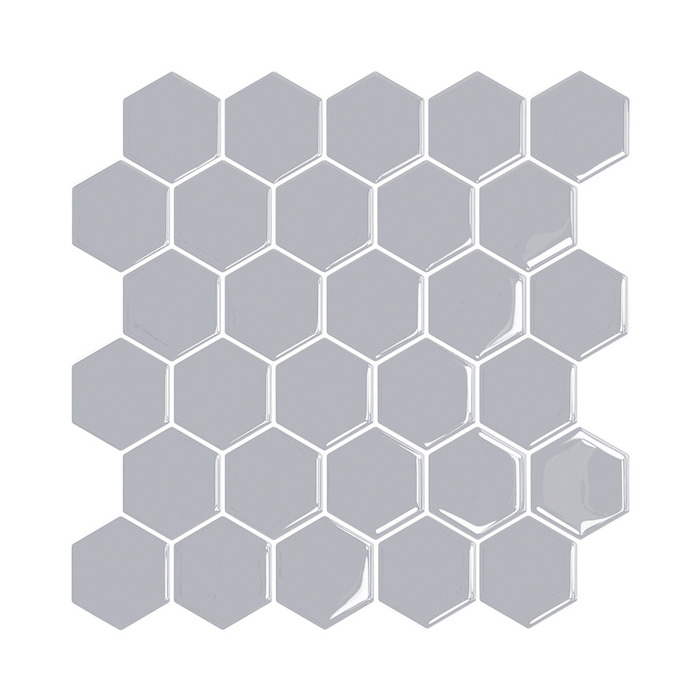 Selvklebende flis Hexagon grå - 10 pk.